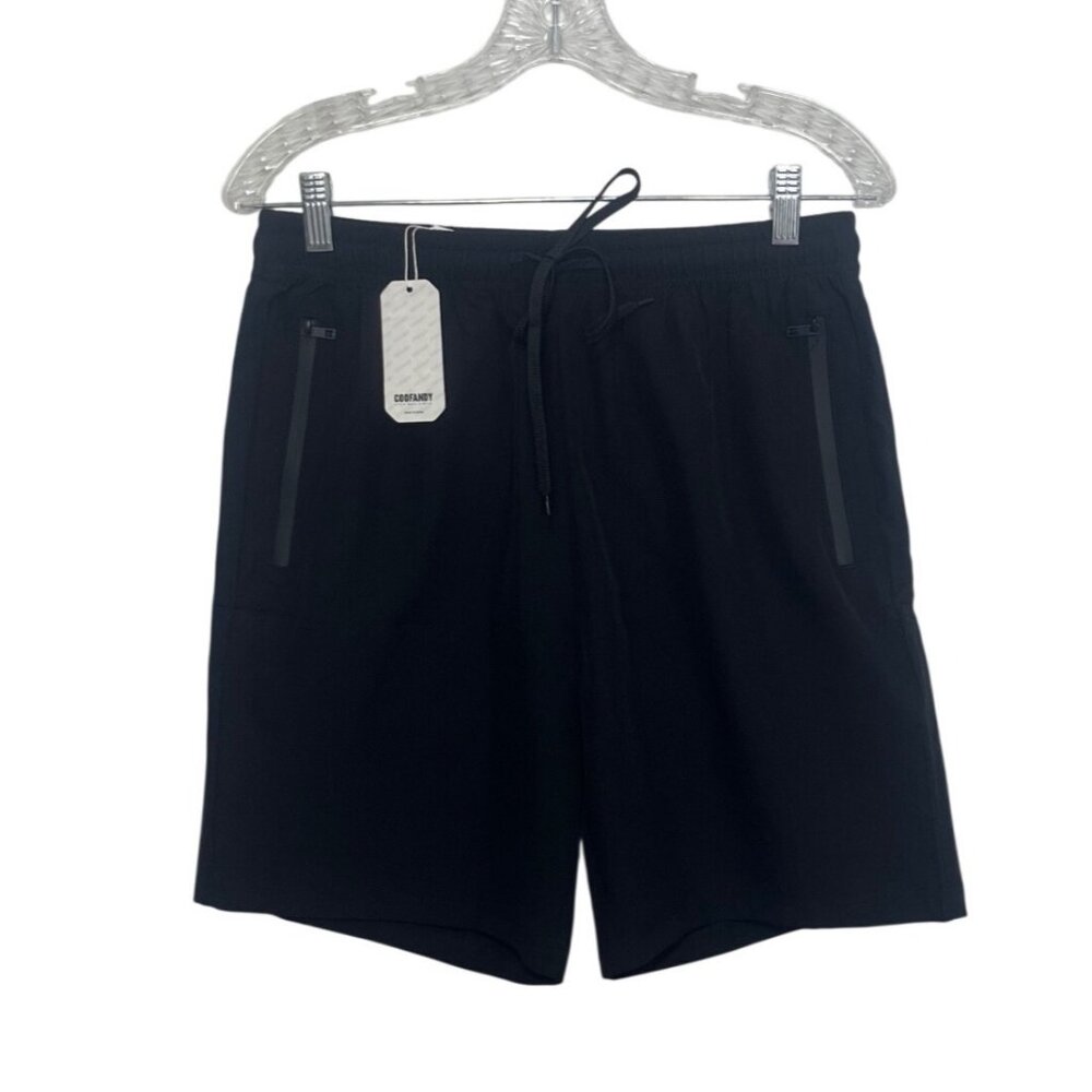Coofandy Drawstring Shorts Mens Small Black New Pockets Activewear Workout